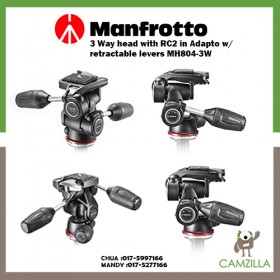 Manfrotto 3 Way head with RC2 in Adapto w/ retractable levers MH804-3W